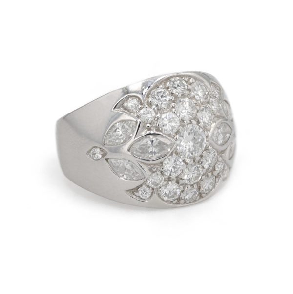 Bague jonc multi diamants brillants et navettes