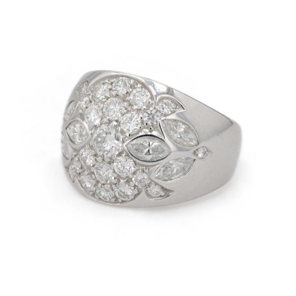 Bague jonc multi diamants brillants et navettes