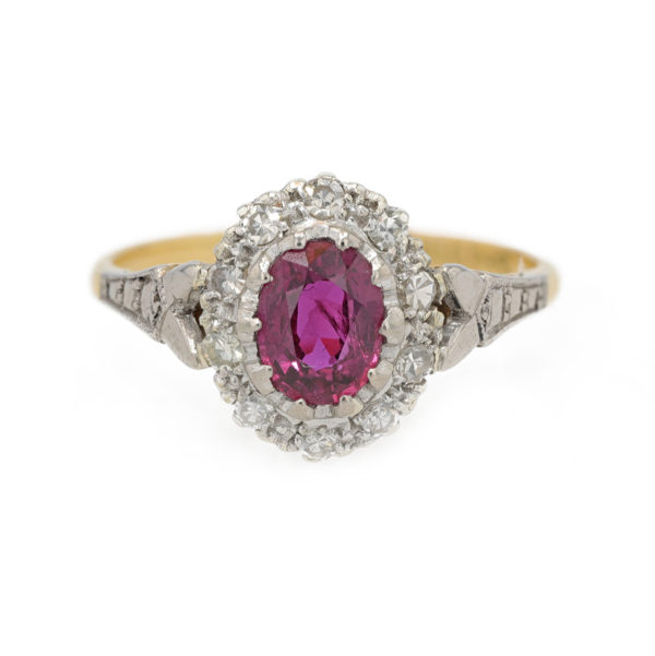 Bague marguerite rubis et diamants