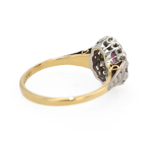 Bague marguerite rubis et diamants