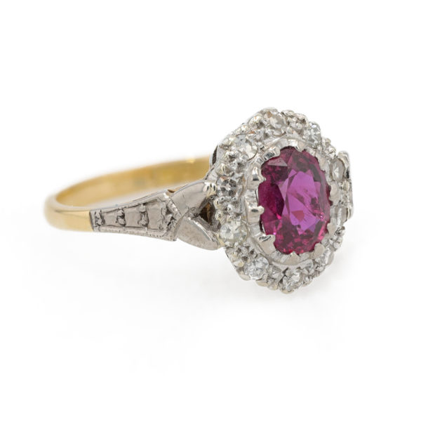 Bague marguerite rubis et diamants