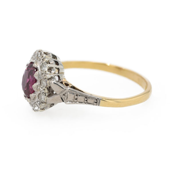 Bague marguerite rubis et diamants