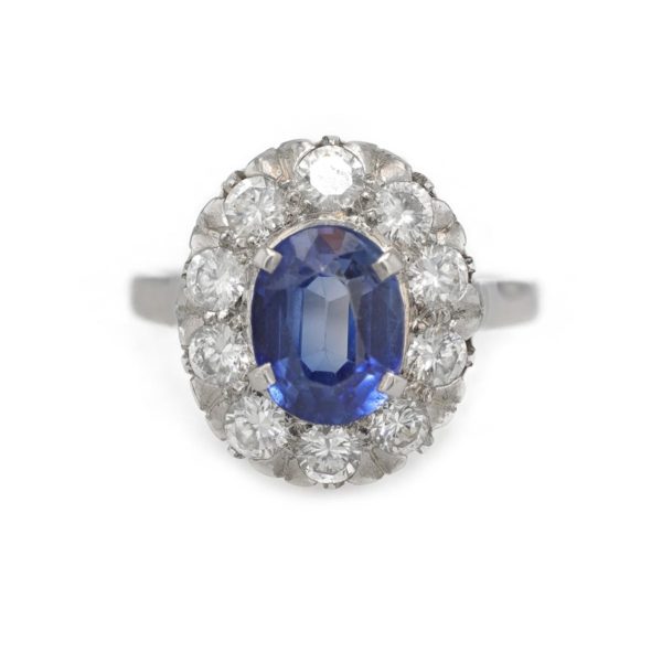 Bague marguerite saphir et diamants