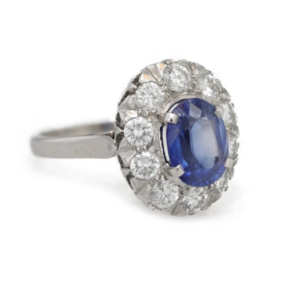 Bague marguerite saphir et diamants