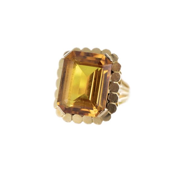 Bague topaze jaune serti 4 griffes