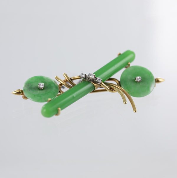 Broche jade et diamants