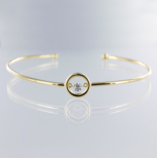 Bracelet jonc motif cercle diamant percé