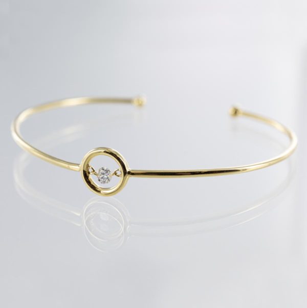 Bracelet jonc motif cercle diamant percé