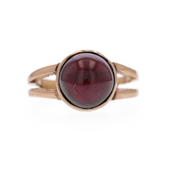 Bague grenat rond en cabochon