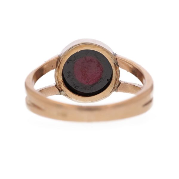 Bague grenat rond en cabochon