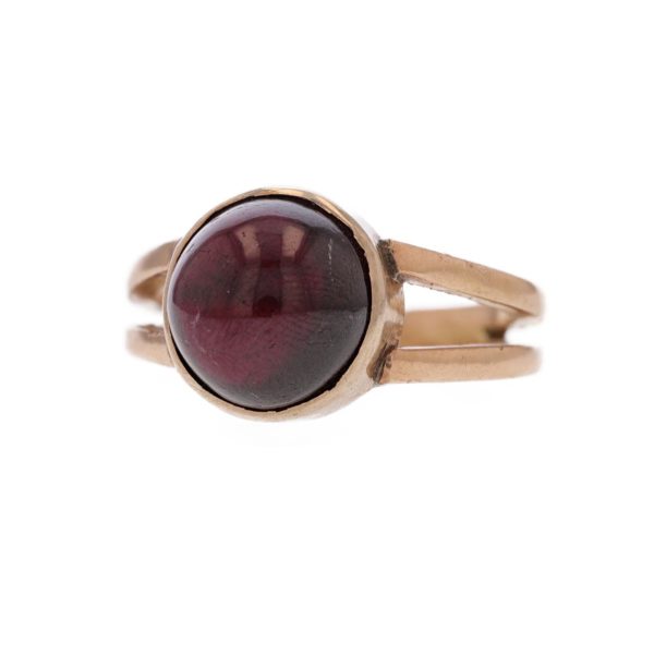 Bague grenat rond en cabochon