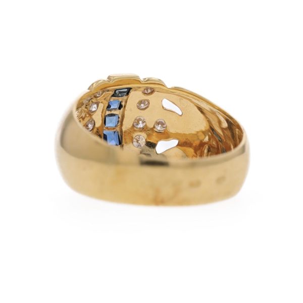 Bague jonc ligne saphirs calibrés et diamants