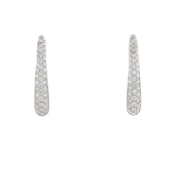 Boucles d'oreilles pavage diamants créoles allongées