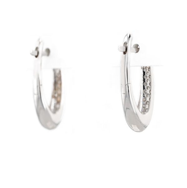 Boucles d'oreilles pavage diamants créoles allongées