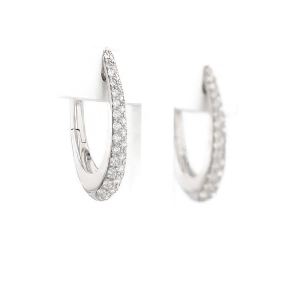 Boucles d'oreilles pavage diamants créoles allongées