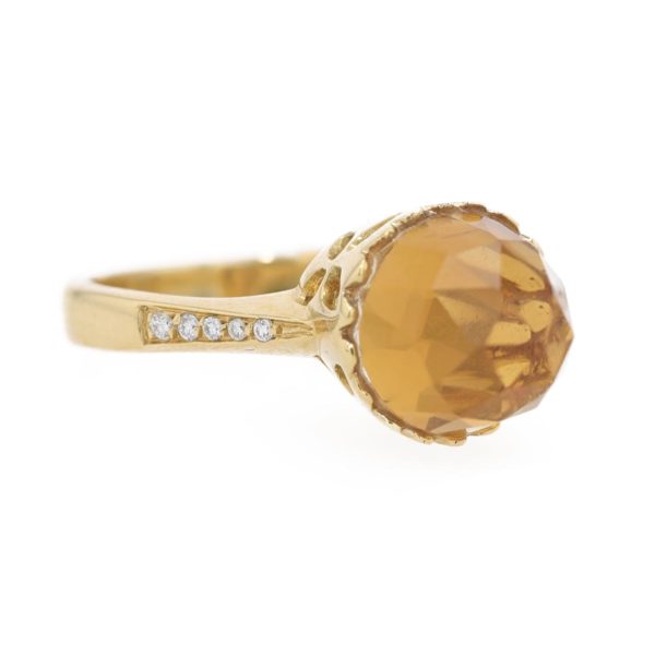 Bague citrine taille briolette et diamants