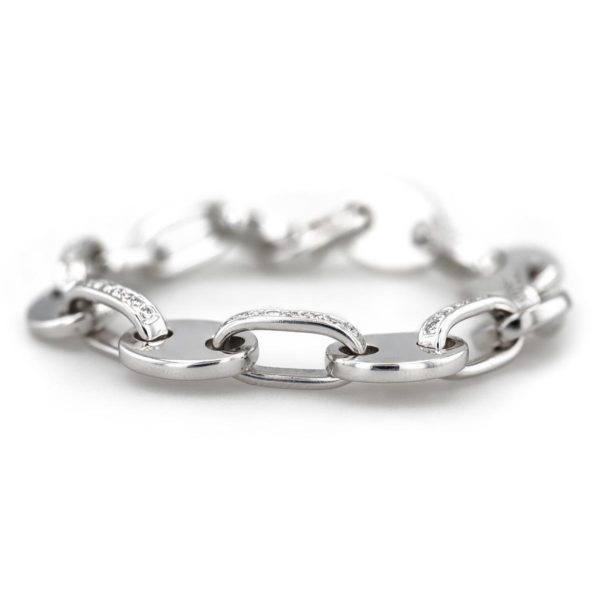 Bracelet maillons grains de café anneaux pavage diamants