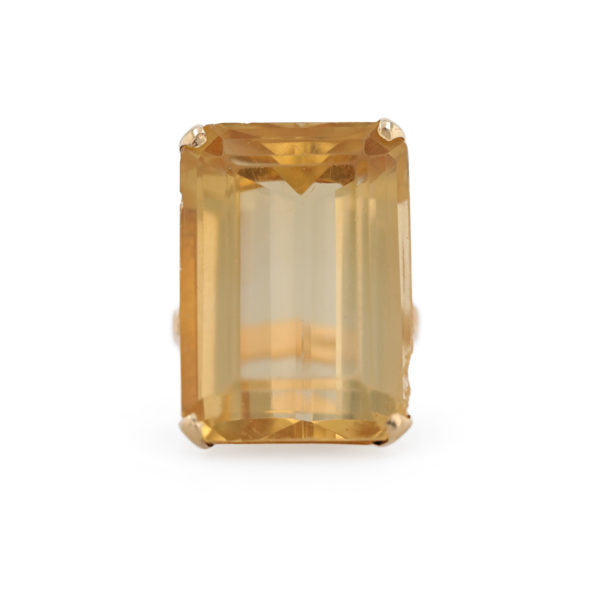 Bague citrine taille émeraude