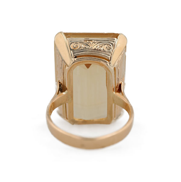 Bague citrine taille émeraude