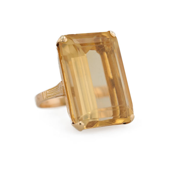 Bague citrine taille émeraude