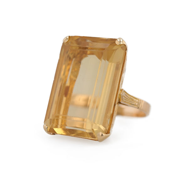 Bague citrine taille émeraude