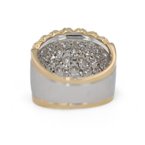 Bague large diamants bicolore façon dentelle