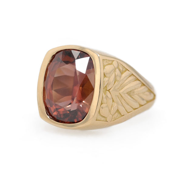 Chevalière avec zircon cognac