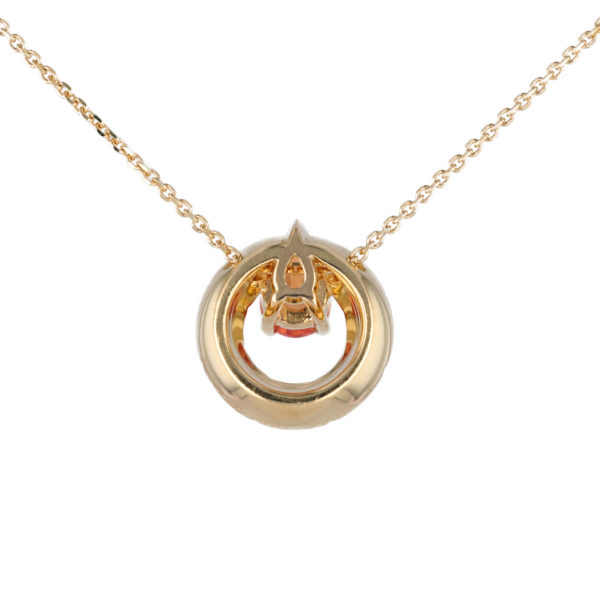 Collier saphir forme ronde orange en goutte et diamants