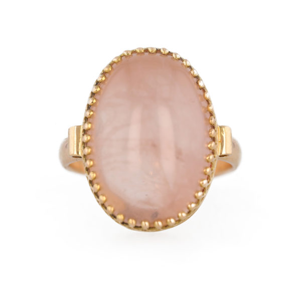 Bague quartz rose en cabochon