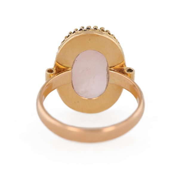 Bague quartz rose en cabochon