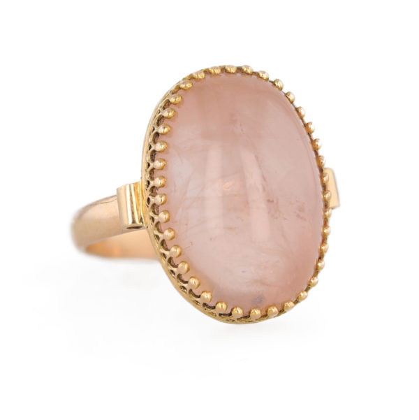 Bague quartz rose en cabochon