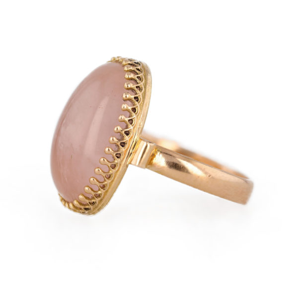 Bague quartz rose en cabochon