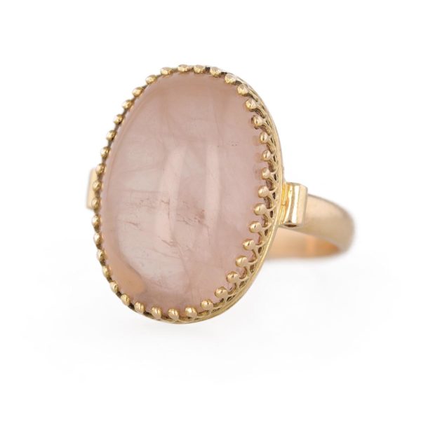 Bague quartz rose en cabochon