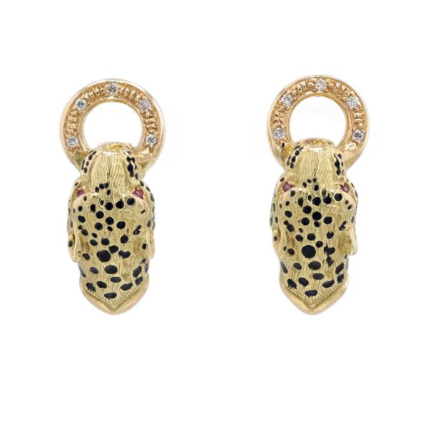 Boucles d'oreilles clips tigées motifs panthères