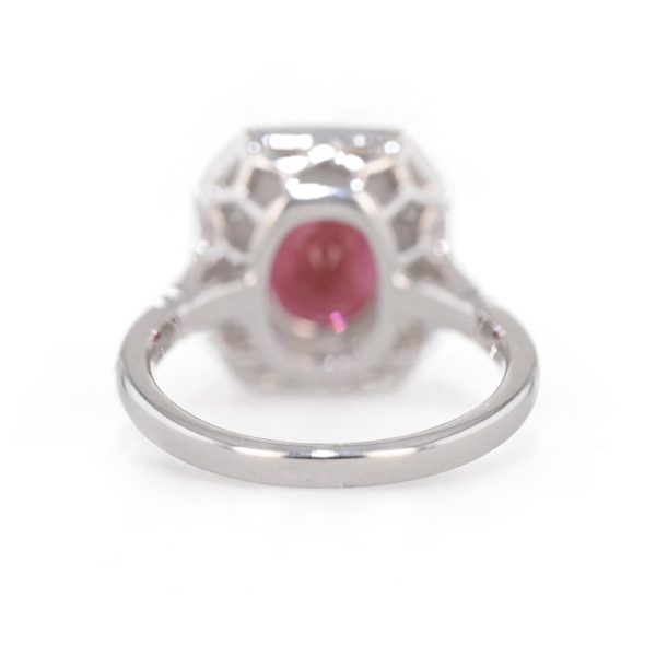 Bague marguerite style Art Déco grenat rhodolite pavage diamants