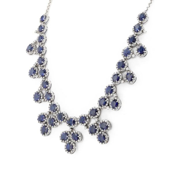 Collier draperie multi marguerites saphirs et diamants