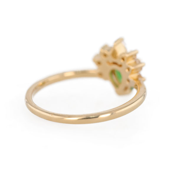 Bague couronne tsavorite en goutte et diamants