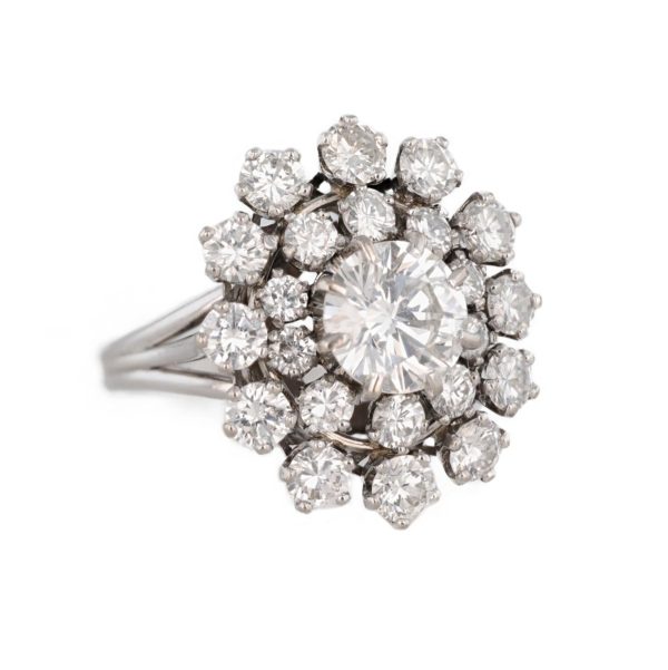 Bague marguerite diamants double rang