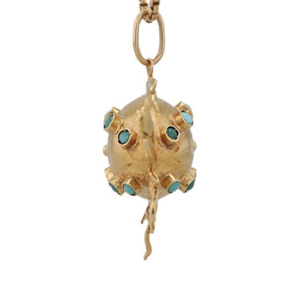 Pendentif Poisson multi turquoises avec des yeux rubis