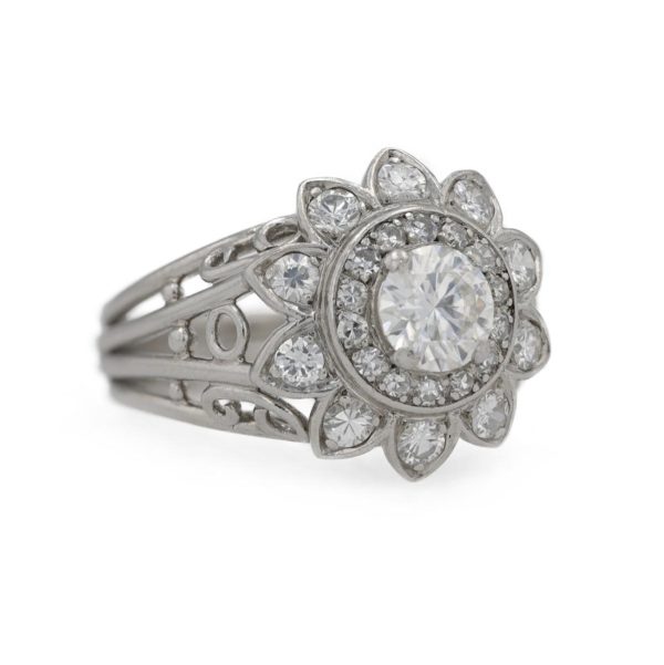 Bague marguerite diamants avec un corps multi filaires