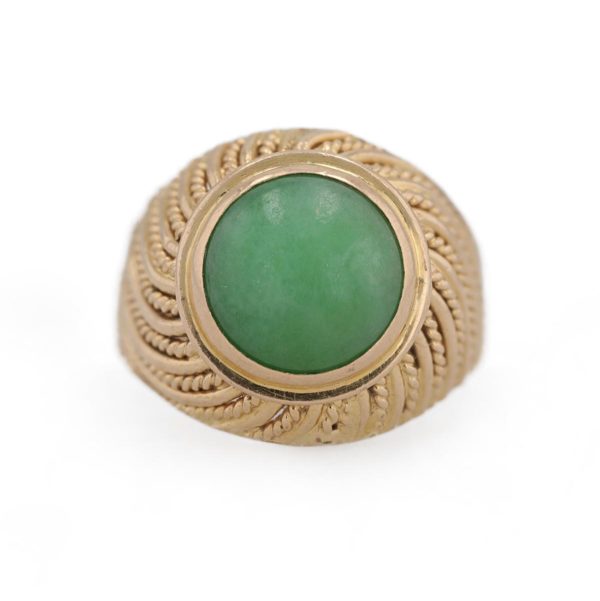 Bague jonc cordage avec jade