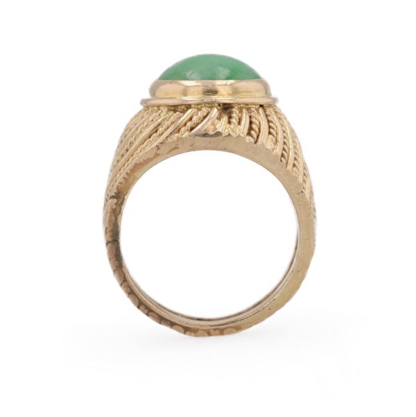 Bague jonc cordage avec jade