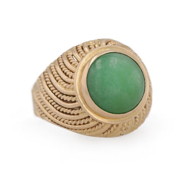 Bague jonc cordage avec jade