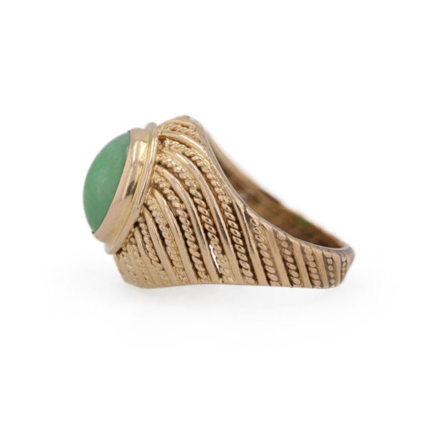 Bague jonc cordage avec jade