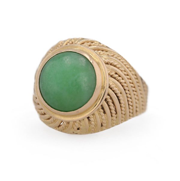 Bague jonc cordage avec jade