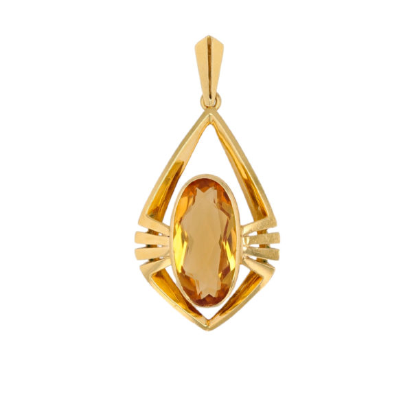 Pendentif rétro pierre jaune