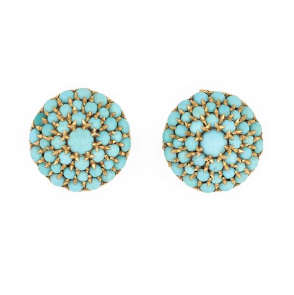 Boucles d'oreilles turquoises en or jaune 18 carats