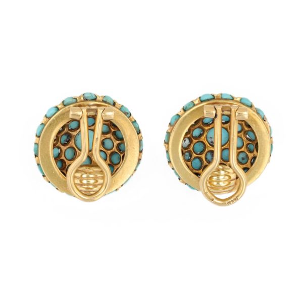 Boucles d'oreilles turquoises en or jaune 18 carats