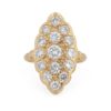 Bague marquise vintage pavage diamants en or jaune 18 carats