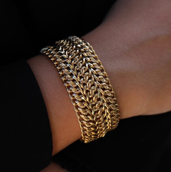 Bracelet maille américaine en or jaune 18 carats